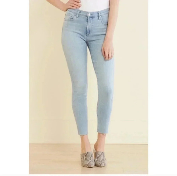 Agolde Sophie High-Rise Raw Hem Denim Light Wash Skinny Jeans(28) - Picture 1 of 11